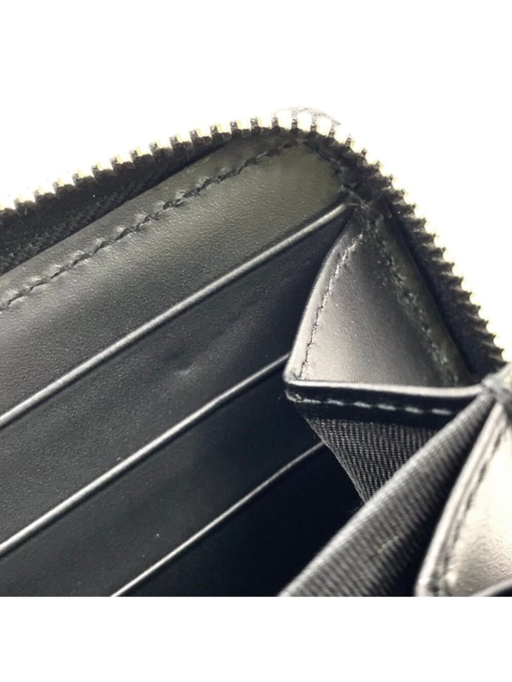 Gucci Guccissima Sherry Line Zip Around Leather Black Multicolor Wallet Silver - Picture 9 of 15